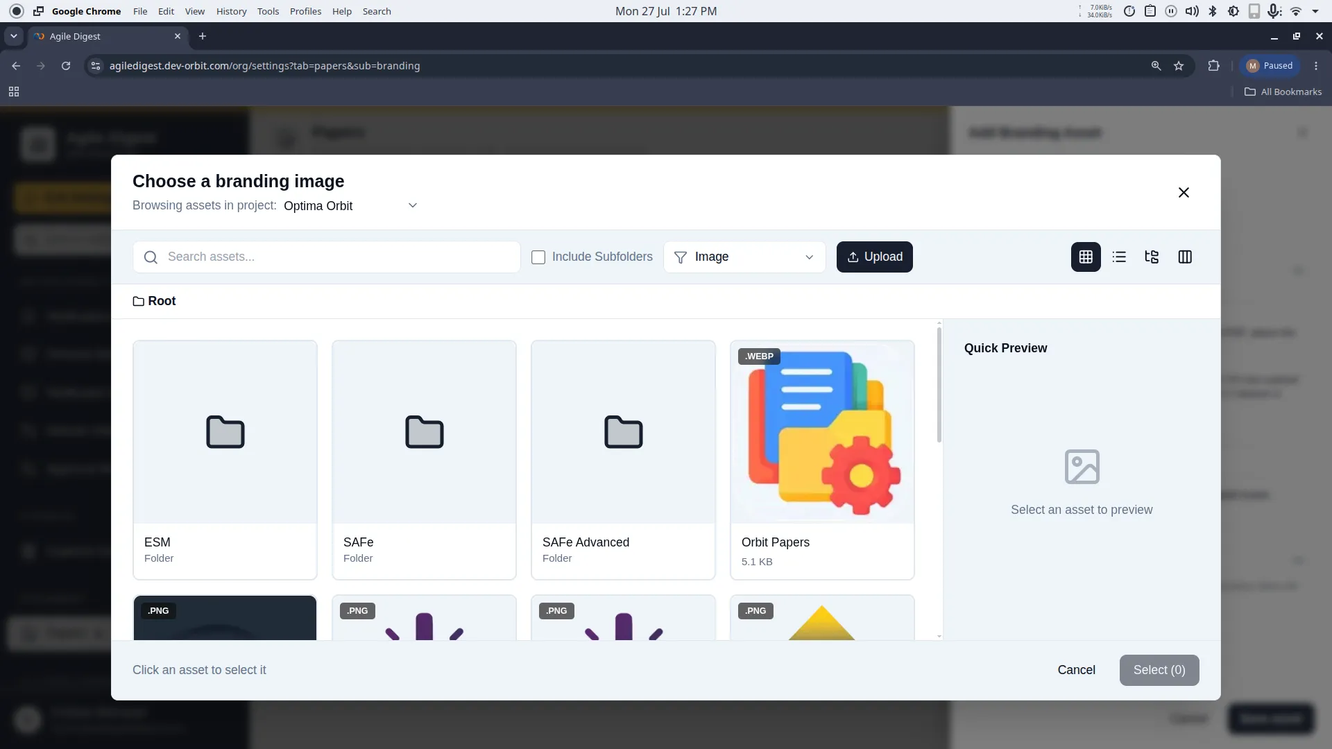 Picking an image from Digital Assets