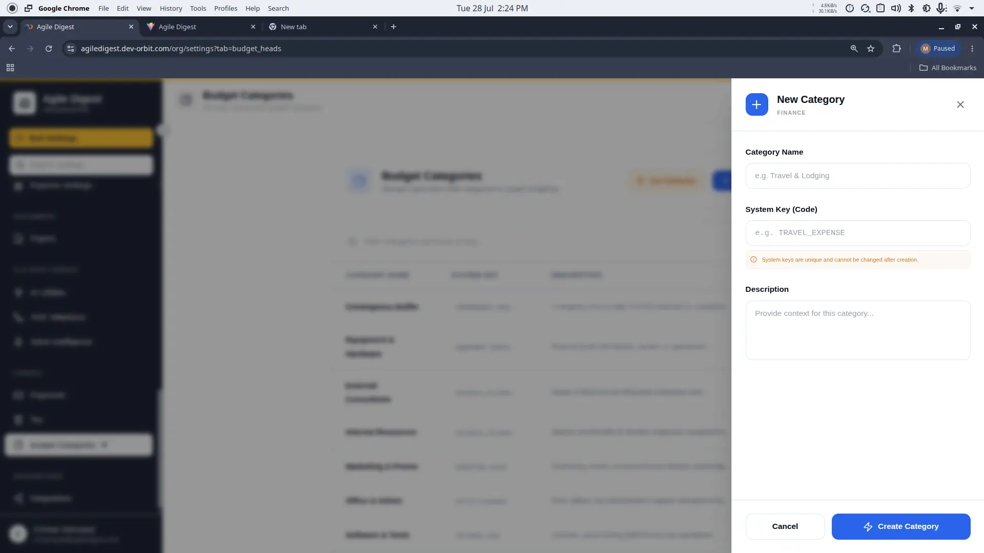 Add Budget Category