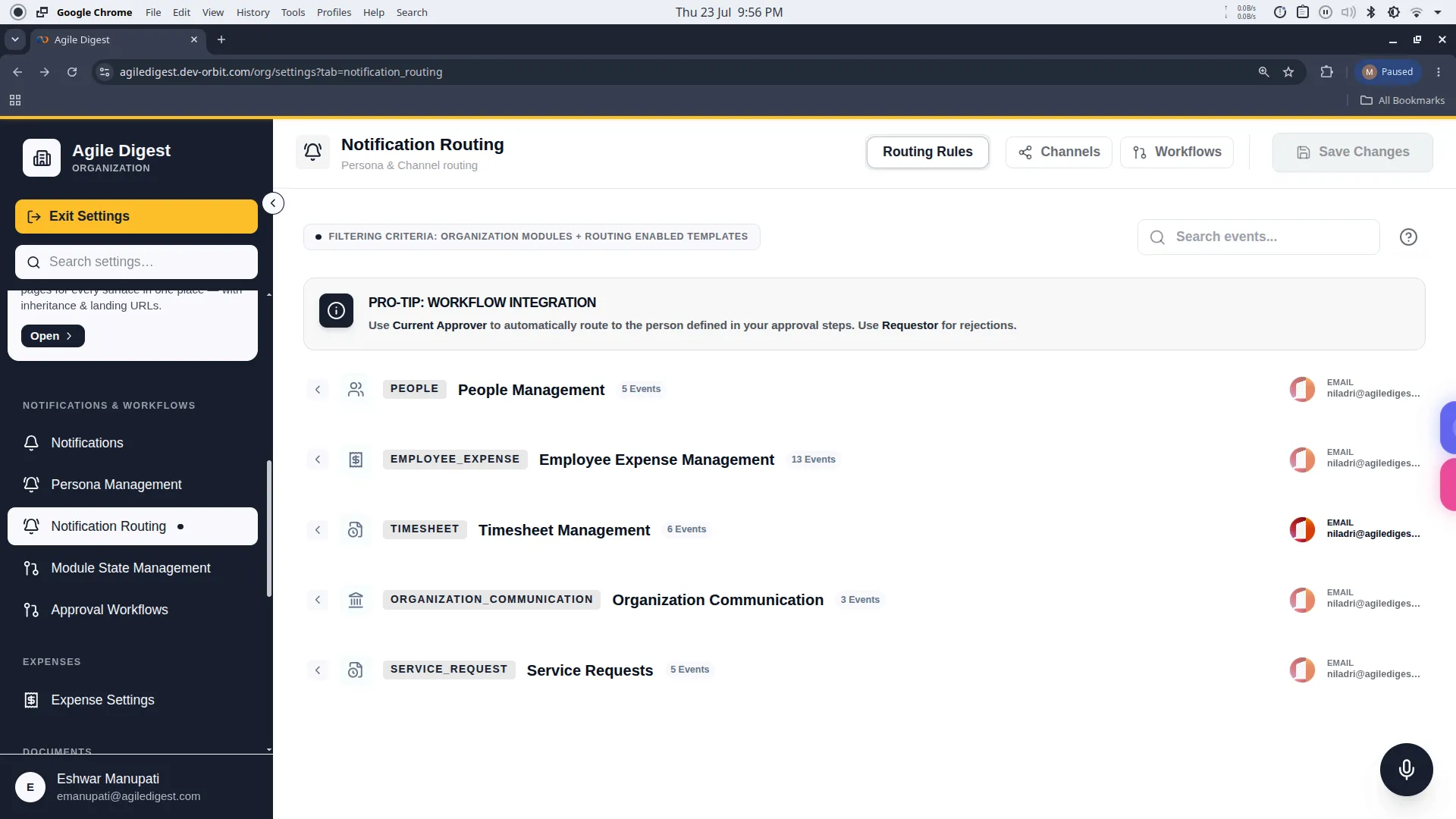 Notification Routing