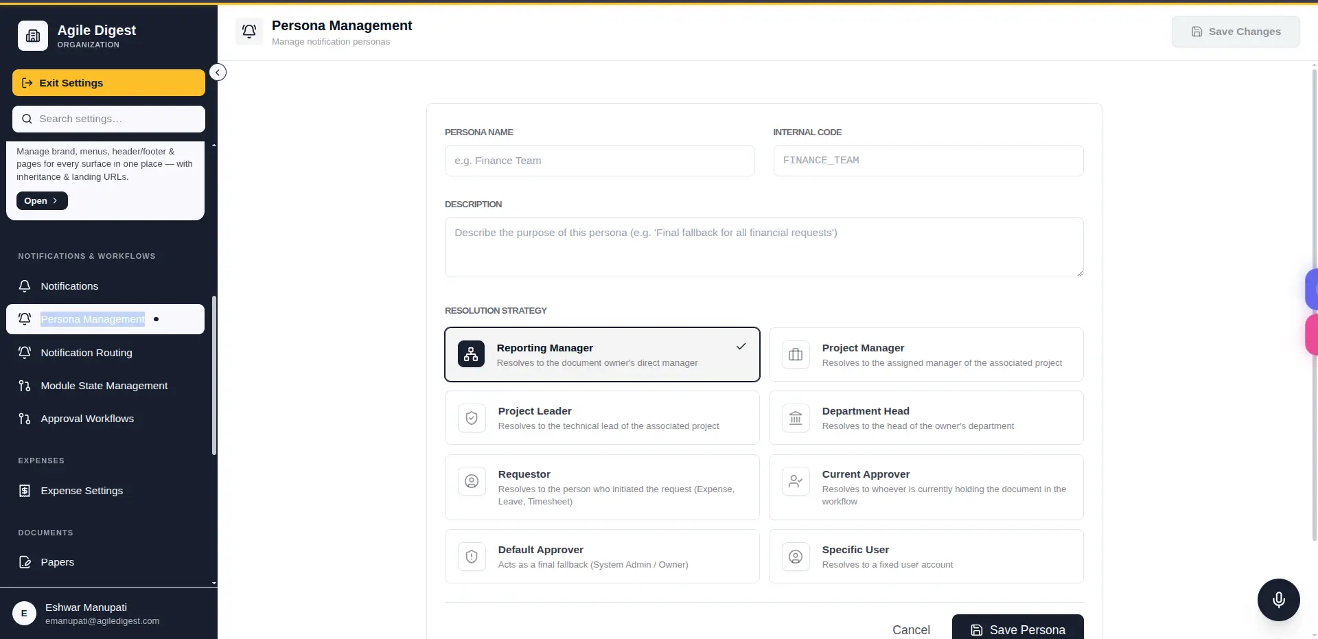 Persona Management List