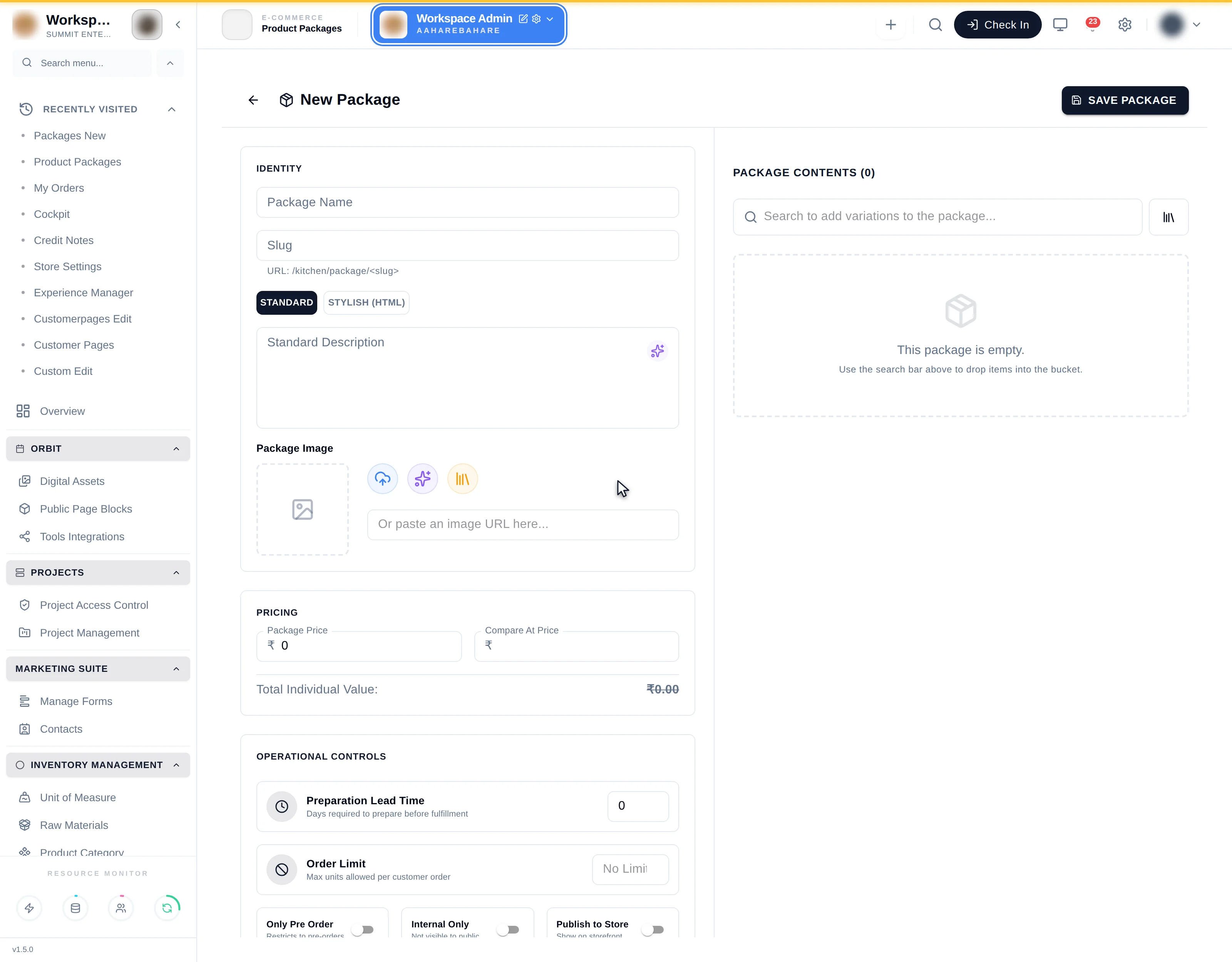 The package editor