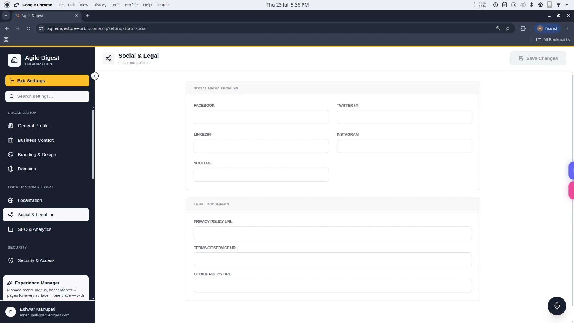 Social &amp; Legal Settings