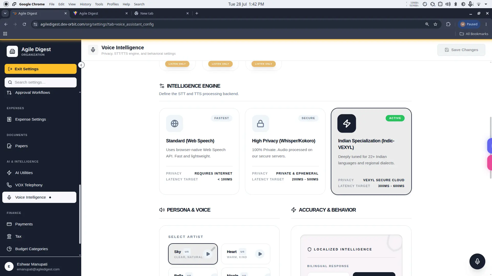 Intelligence Engine Selection