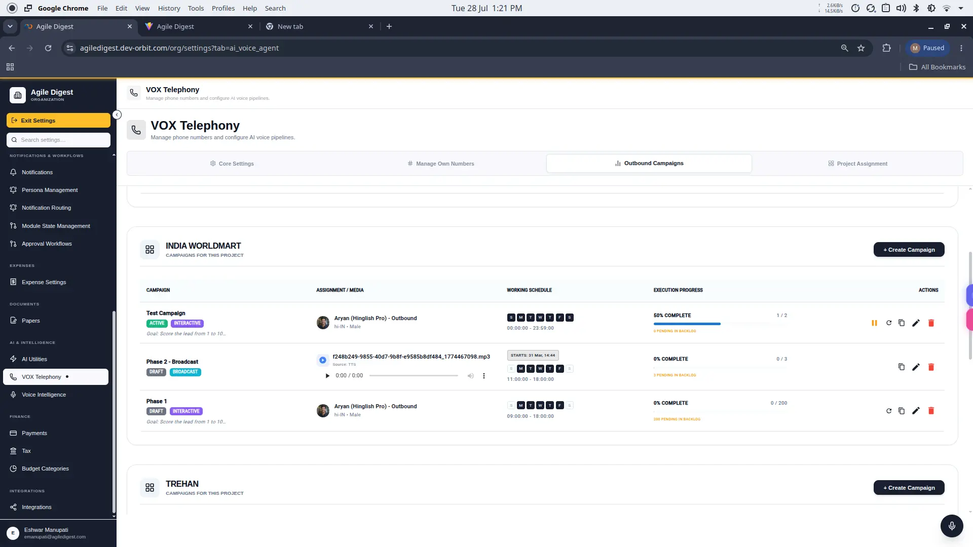 Active Outbound Campaigns