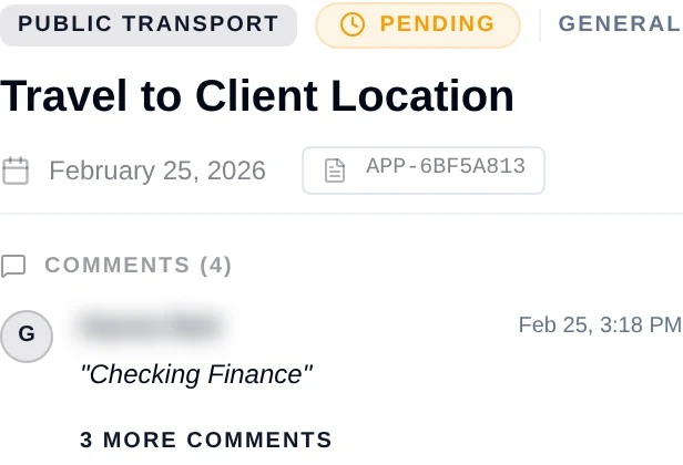 A single expense claim card with its action buttons