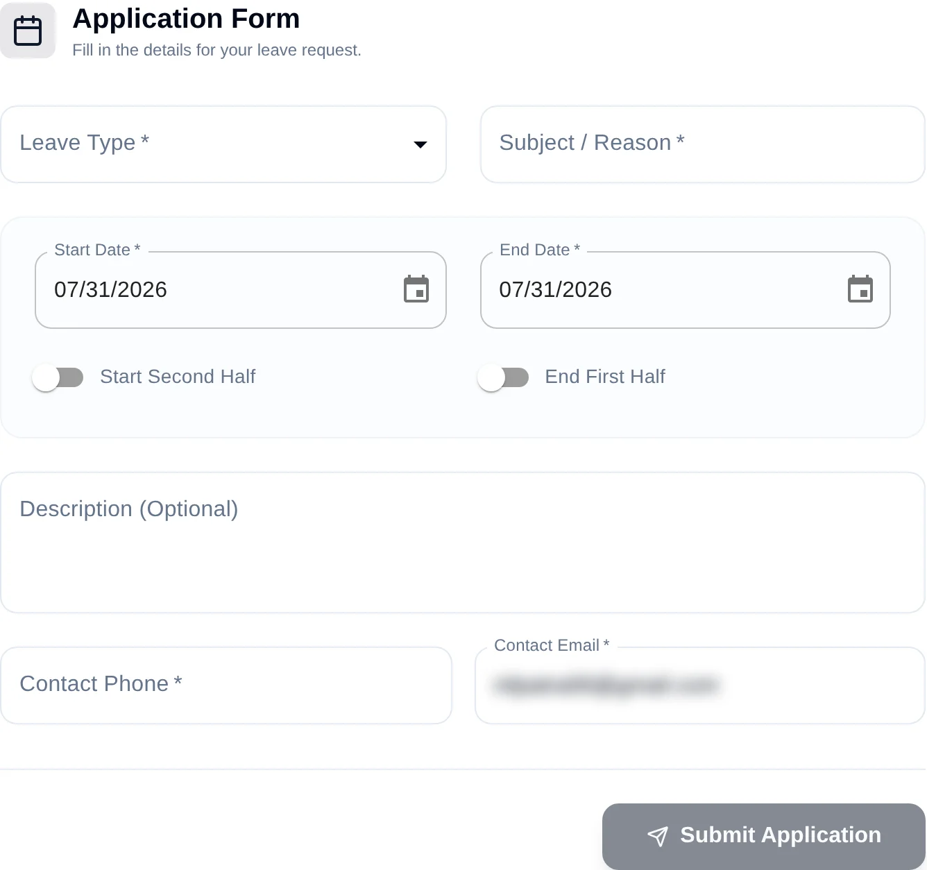 The leave application form